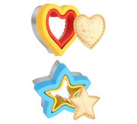 sourcing map 2 Pcs Sandwich Cutter and Sealer, Cute Cookie Cutters, Sandwich Maker Bread Decruster Lunch Accessories Heart Star Shape for Lunchbox DIY Cookie Lunch Bento Gift, Red/Yellow/Blue