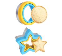 sourcing map 2 Pcs Sandwich Cutter and Sealer, Cute Cookie Cutters, Sandwich Maker Bread Decruster Lunch Accessories Star Round Shape for Lunchbox DIY Cookie Lunch Bento Gift, Yellow/Blue