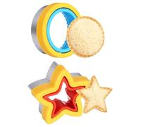 sourcing map 2 Pcs Sandwich Cutter and Sealer, Cute Cookie Cutters, Sandwich Maker Bread Decruster Lunch Accessories Star Round Shape for Lunchbox DIY Cookie Lunch Bento Gift, Red/Yellow/Blue