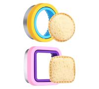 sourcing map 2 Pcs Sandwich Cutter and Sealer, Cute Cookie Cutters, Sandwich Maker Bread Decruster Lunch Accessories Square Round Shape for Lunchbox DIY Cookie Lunch, Purple/Pink/Blue/Yellow