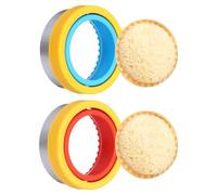 sourcing map 2 Pcs Sandwich Cutter and Sealer, Cute Cookie Cutters, Sandwich Maker Bread Decruster Lunch Accessories Round Shape for Lunchbox DIY Cookie Lunch Bento Gift, Red/Yellow/Blue