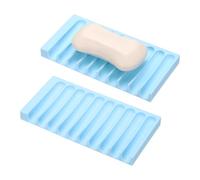 sourcing map 2 Pcs Self Draining Soap Dish, Non-Slip Bar Soap Container Sponge Shampoo Bars Dish Drainer Holder Grid Design for Bathroom Shower Bathtub Kitchen Countertop, Blue