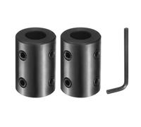 sourcing map 2 Pcs Shaft Coupling, 1/2" Bore 1" OD 1-1/2" Length Black Oxide Plated Steel Rigid Coupling with Hex Wrench for 3D Printers Motor Wheel (4 Screws Each Piece)