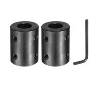 sourcing map 2 Pcs Shaft Coupling, 3/4" Bore 1-1/2" OD 2" Length Black Oxide Plated Steel Rigid Coupling with Hex Wrench for 3D Printers Motor Wheel (4 Screws Each Piece)