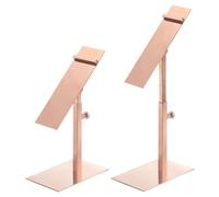 sourcing map 2 Pcs Shoe Display Stand Adjustable Height 5.91''-7.48'' Metal Countertop Shoe Rack Holder for Home Retail Store Supplies - Rose Gold