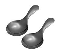 sourcing map 2 PCS Short Handle Spoon, Cute Round Tea Scoops Stainless Steel Scoop for Desserts Coffee Sugar Bowl Baking Seasonings Condiment Kitchens or Restaurant, Black