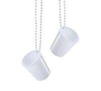 sourcing map 2 Pcs Shot Glass Necklaces, 2 oz Shot Cups on Beaded Necklace, Plastic Glass Cups Bead Chain for Party Favors Birthday Wedding Festival Accessories, White