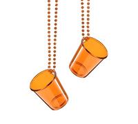 sourcing map 2 Pcs Shot Glass Necklaces, 2 oz Shot Cups on Beaded Necklace, Plastic Glass Cups Bead Chain for Party Favors Birthday Wedding Festival Accessories, Clear Orange