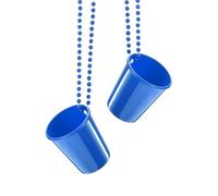 sourcing map 2 Pcs Shot Glass Necklaces, 2 oz Shot Cups on Beaded Necklace, Plastic Glass Cups Bead Chain for Party Favors Birthday Wedding Festival Accessories, Sapphire Blue