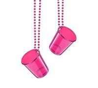 sourcing map 2 Pcs Shot Glass Necklaces, 2 oz Shot Cups on Beaded Necklace, Plastic Glass Cups Bead Chain for Party Favors Birthday Wedding Festival Accessories, Clear Bright Pink
