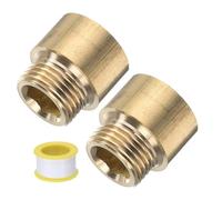 sourcing map 2 Pcs Shower Head Extension Arm 20mm Length Brass Shower Head Extender G1/2 Male to G1/2 Female Thread Straight Pipe Fitting Pipe Extension for Bathroom, Brass