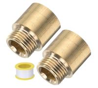 sourcing map 2 Pcs Shower Head Extension Arm 30mm Length Brass Shower Head Extender G1/2 Male to G1/2 Female Thread Straight Pipe Fitting Pipe Extension for Bathroom, Brass