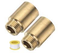 sourcing map 2 Pcs Shower Head Extension Arm 50mm Length Brass Shower Head Extender G1/2 Male to G1/2 Female Thread Straight Pipe Fitting Pipe Extension for Bathroom, Brass