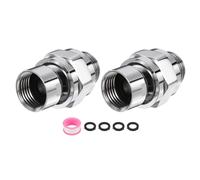 sourcing map 2 Pcs Shower Head Swivel Adapter Solid Brass Adjustable Shower Arm Extension Connector Universal Shower Component Connector with PTFE Tape and Gasket for Shower System (Silver)