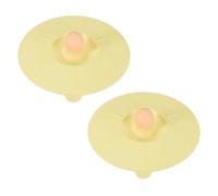 sourcing map 2 Pcs Silicone Cup Covers, 12cm/4.7 Inch Soft Silicone Cup Lids with Acrylic Knob Reusable Mug Cover Lids Anti-dust Airtight Seal for Tea Coffee Drink Glass Mug, Light Yellow