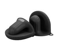 sourcing map 2 Pcs Silicone Oven Mitts, Heat Resistant Mini Oven Gloves Silicone Pot Holders Mini Finger Protector Cooking Pinch Grips for Air Fryer Kitchen Cooking & Baking, Black