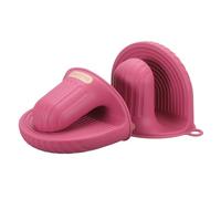 sourcing map 2 Pcs Silicone Oven Mitts, Heat Resistant Mini Oven Gloves Silicone Pot Holders Mini Finger Protector Cooking Pinch Grips for Air Fryer Kitchen Cooking & Baking, Rose Red