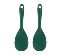 sourcing map 2 Pcs Silicone Rice Paddle Non-Stick Rice Spoon Heat Resistant Rice Cooker Spoon for Rice, Salads, Potato Dark Green