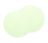 sourcing map 2 Pcs Silicone Trivets Mats for Hot Pots and Pans, 7" Round Hot Pot Holders Multi-Purpose Heat Resistant Trivet with Hang Hole for Pots & Hot Dish, Countertops (Light Green)