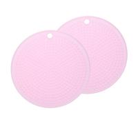 sourcing map 2 Pcs Silicone Trivets Mats for Hot Pots and Pans, 7" Round Hot Pot Holders Multi-Purpose Heat Resistant Trivet with Hang Hole for Pots & Hot Dish, Countertops (Light Pink)