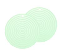 sourcing map 2 Pcs Silicone Trivets Mats for Hot Pots and Pans, 9" Round Hot Pot Holders Multi-Purpose Heat Resistant Trivet with Hang Hole for Pots & Hot Dish, Countertops (Light Green)