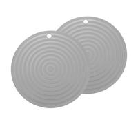 sourcing map 2 Pcs Silicone Trivets Mats for Hot Pots and Pans, 9" Round Hot Pot Holders Multi-Purpose Heat Resistant Trivet with Hang Hole for Pots & Hot Dish, Countertops (Grey)