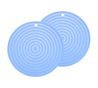 sourcing map 2 Pcs Silicone Trivets Mats for Hot Pots and Pans, 9" Round Hot Pot Holders Multi-Purpose Heat Resistant Trivet with Hang Hole for Pots & Hot Dish, Countertops (Light Blue)