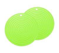 sourcing map 2 Pcs Silicone Trivets Mats for Hot Pots and Pans, 9" Round Hot Pot Holders Multi-Purpose Heat Resistant Trivet with Hang Hole for Pots & Hot Dish, Countertops (Green)
