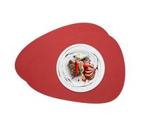 sourcing map 2 Pcs Silicone Wipeable Placemats Tablemats, 17.7" x 14" Non-Slip Washable Table Mat Waterproof Heat Resistant Place Mats for Dining Tables Kitchen Countertops, Red