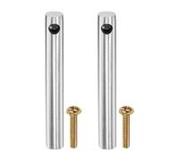 sourcing map 2 Pcs Silver Metal Furniture Spindles, 3.1 x 0.4 Stainless Steel Gallery Rails Post Connectors for Shelf Railing Bars Cart Glass Cabinets (End Caps Half Connection)