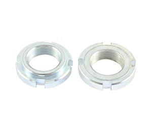 sourcing map 2 Pcs Silver Tone 24mm Thread Diameter 1.0 Thread Pitch Motorcycle Steering Stem Lock Nut for Suzuki