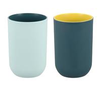sourcing map 2 Pcs Simple Toothbrush Cups, 2.6 x 2.6 x 4.1 Inch Bathroom Tumbler Reusable Plastic Cup for Storing Toothpaste Toothbrushes Combs Water Beverages, Light Blue/Dark Blue