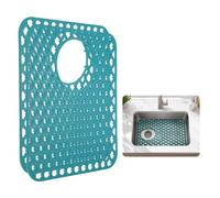 sourcing map 2 Pcs Sink Protectors for Kitchen, 34.5 x 29.5 cm Silicone Protector Mat, Non-Slip Grid Mat, Protect from Spots, Scratches, Dishwasher Safe for Kitchen Sink, Green(Side Drain Hole)
