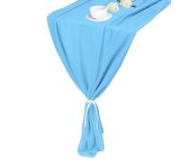 sourcing map 2 Pcs Sky Blue Chiffon Table Runner 10FT 27.5" x 118" Light and Elegant Romantic Sheer Table Decoration for Wedding Party Decoration
