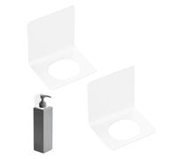 sourcing map 2 Pcs Soap Bottle Dispenser Holder Wall Mount, Shampoo Dispenser Holder Hanging Rack Shampoo Standing Shelf Storage Bracket for Soap Lotion Detergent Shower Gel, White