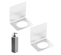 sourcing map 2 Pcs Soap Bottle Dispenser Holder Wall Mount, Shampoo Dispenser Holder Hanging Rack Shampoo Standing Shelf Storage Bracket for Soap Lotion Detergent Shower Gel, Silver