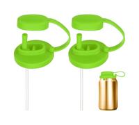 sourcing map 2 Pcs Soda Can Lids with Straw Silicone Spill-Proof & Airtight Seal Energy Drink Can Covers Reusable for Standard Size Beer Beverage Juice Seltzer, Green