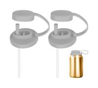 sourcing map 2 Pcs Soda Can Lids with Straw Silicone Spill-Proof & Airtight Seal Energy Drink Can Covers Reusable for Standard Size Beer Beverage Juice Seltzer, Light Gray