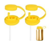 sourcing map 2 Pcs Soda Can Lids with Straw Silicone Spill-Proof & Airtight Seal Energy Drink Can Covers Reusable for Standard Size Beer Beverage Juice Seltzer, Yellow