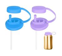 sourcing map 2 Pcs Soda Can Lids with Straw Silicone Spill-Proof & Airtight Seal Energy Drink Can Covers Reusable for Standard Size Beer Beverage Juice Seltzer, Sky Blue/Purple