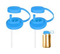 sourcing map 2 Pcs Soda Can Lids with Straw Silicone Spill-Proof & Airtight Seal Energy Drink Can Covers Reusable for Standard Size Beer Beverage Juice Seltzer, Sky Blue