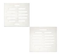 sourcing map 2 Pcs Square Floor Drain Cover, Stainless Steel Shower Hair Catcher Drain Grate for Small Lawns, Bathroom Covers, Kitchen Floor Drains, Silver Tone(4/5 Inches)