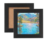 sourcing map 2 Pcs Square Picture Frame, 5x5 Inch Solid Wood Picture Frame with Hook for Wall Hanging or Tabletop Display for Home Office Bedroom Decor, Black