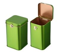 sourcing map 2 Pcs Square Tin Can, Metal Empty Storage Container Tinplate Tea Canister with Lid for Treats Gifts Favors Loose Tea Coffee Crafts Cookies(85x85x140mm, Green)