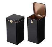 sourcing map 2 Pcs Square Tin Can, Metal Empty Storage Container Tinplate Tea Canister with Lid for Treats Gifts Favors Loose Tea Coffee Crafts Cookies(100x100x190mm, Black)