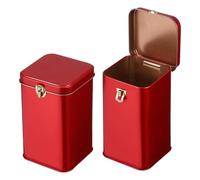 sourcing map 2 Pcs Square Tin Can, Metal Empty Storage Container Tinplate Tea Canister with Lid for Treats Gifts Favors Loose Tea Coffee Crafts Cookies(85x85x140mm, Red)