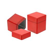 sourcing map 2 Pcs Square Tin Can with Lids, 3.35 x 3.35 x 3.74 Empty Metal Tea Tin Can Loose Leaf Tea Storage Canister for Storing Cookies Candies Coffee Spice Gifts Candles DIY, Red