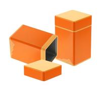 sourcing map 2 Pcs Square Tin Can with Lids, 3.35 x 3.35 x 5.51 Empty Metal Tea Tin Can Loose Leaf Tea Storage Canister for Storing Cookies Candies Coffee Spice Gifts Candles DIY, Orange
