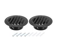 sourcing map 2 Pcs Stainless Steel Air Vents, 3 Inch Louvered Grille Cover Round Soffit Flat Ducting Air Vent Built-in Fly Screen Mesh with Screws for Bathroom Attic Ventilation, Black