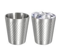 sourcing map 2 Pcs Stainless Steel Cups, 10oz/300ml Metal Cups Diamond Textured Insulated Portable Stackable Drinking Tumblers for Home Restaurant Outdoor Travel Camping, Silver